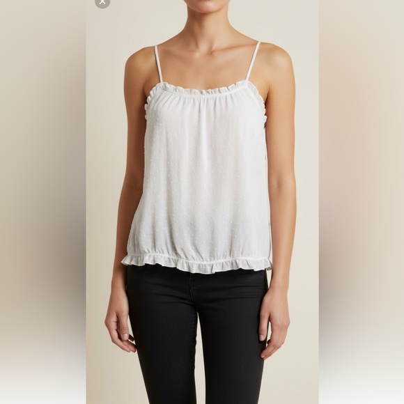Express Tops - Express White Relaxed Ruffled Camisole